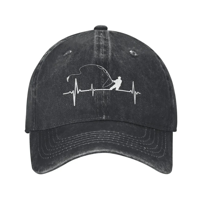 Running Gear Retro - Topi Bisbol Motif Detak Jantung Pemancing,